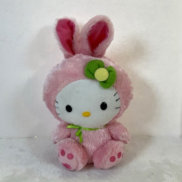 TY Beanie Babies‎ Baby Hello Kitty Plush in Pink Bunny Easter Bunny Costume 8" - Picture 1 of 9
